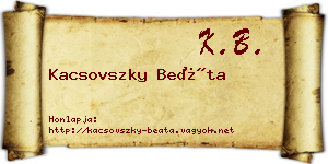 Kacsovszky Beáta névjegykártya